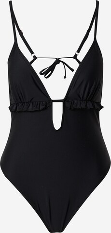River Island Triangle Swimsuit in Black: front