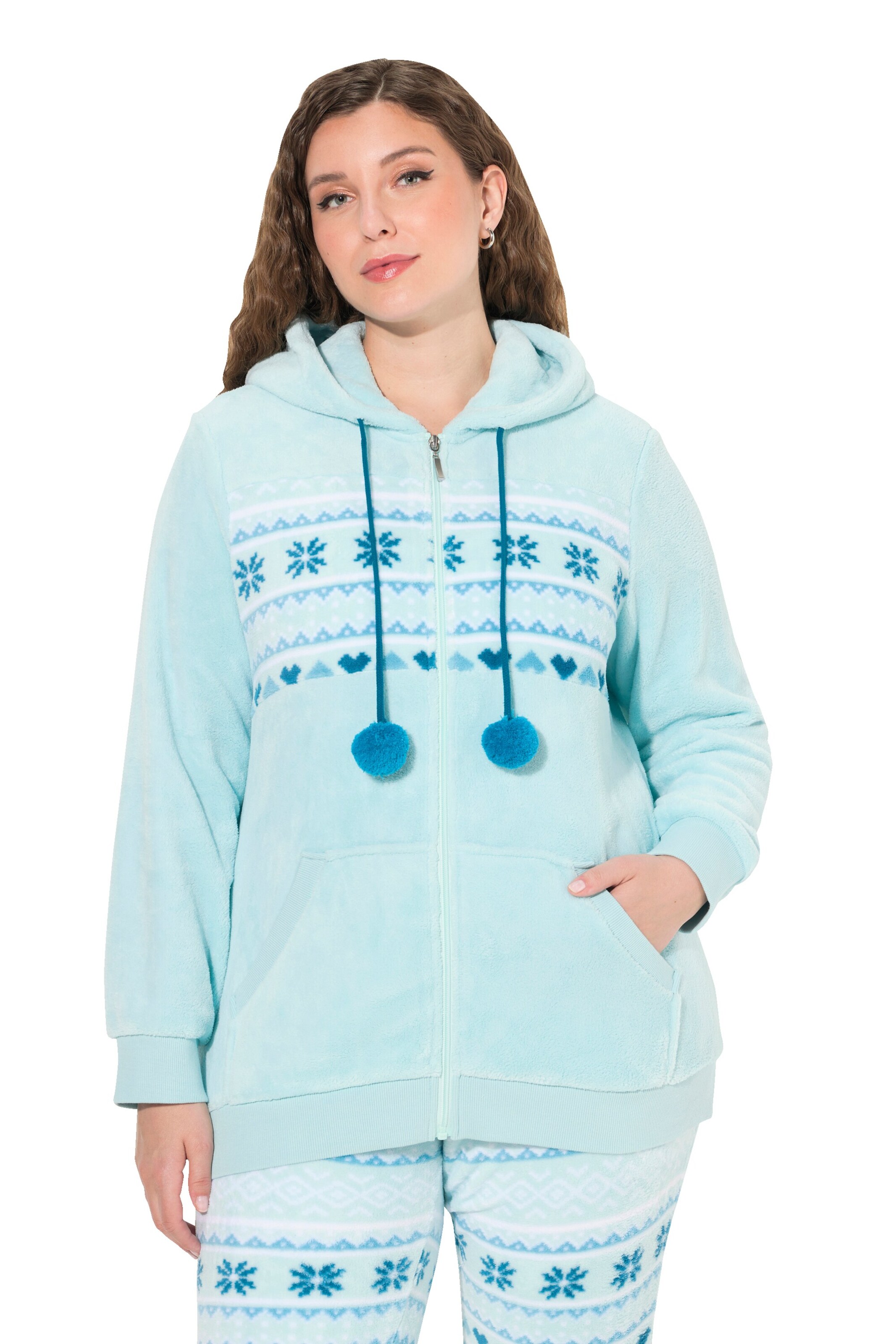 Ulla Popken Sweatvest in Blauw: voorkant