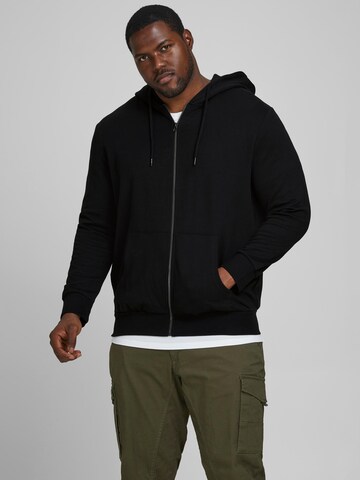Jack & Jones Plus Sweat jacket in Black: front