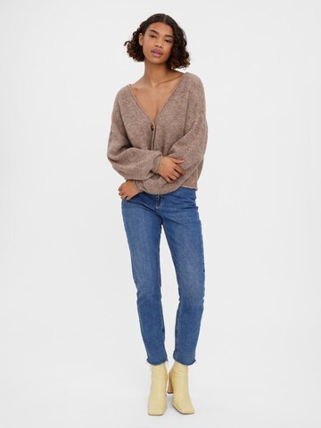 VERO MODA Knit Cardigan 'Yvonne' in Brown