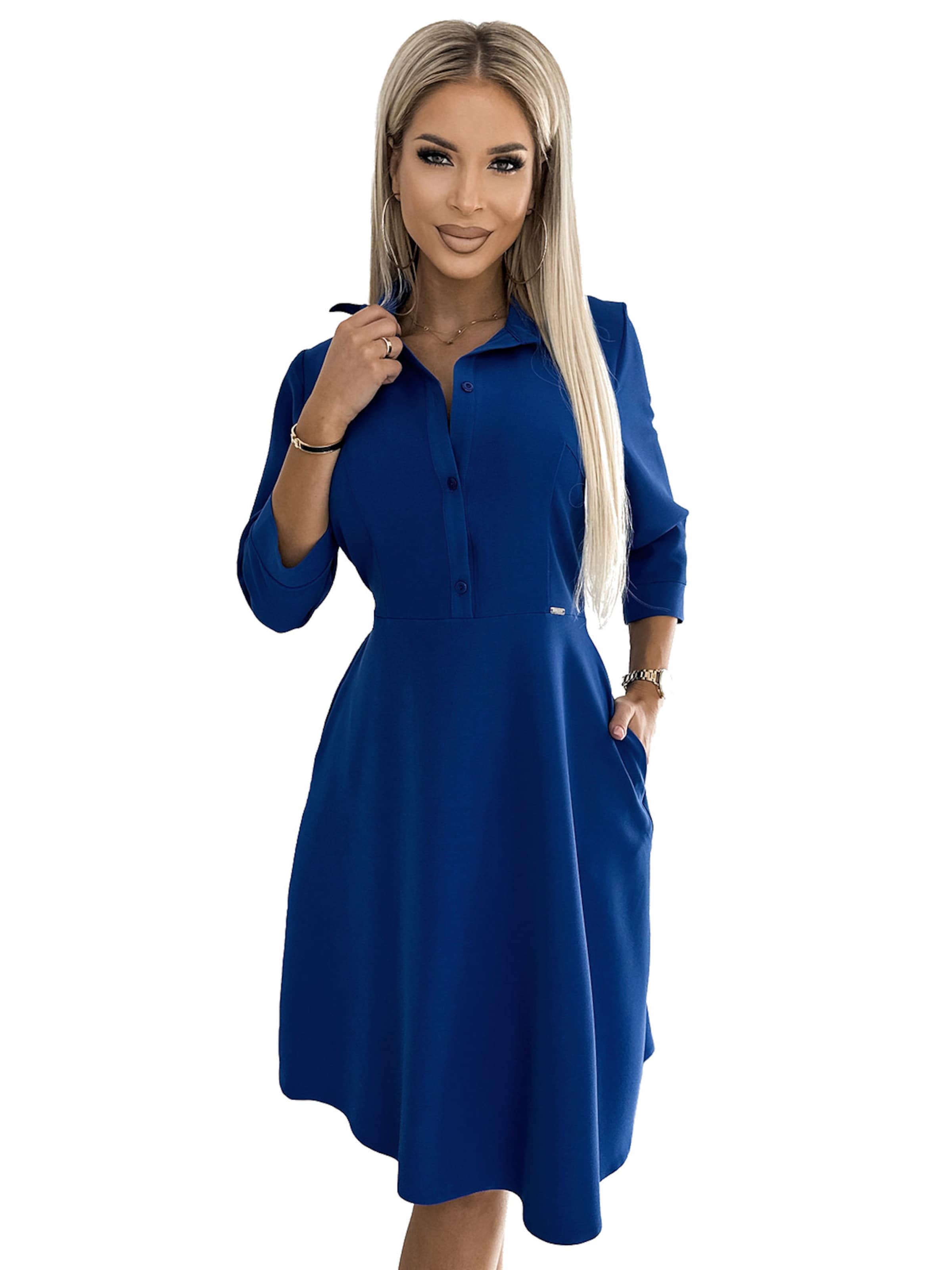 Numoco Kleid 'Hemdkleid Sandy' in Blau: Vorderseite