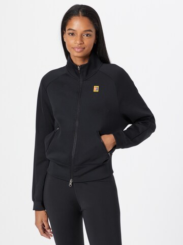 NIKE - Sudadera con cremallera deportiva en negro: frente