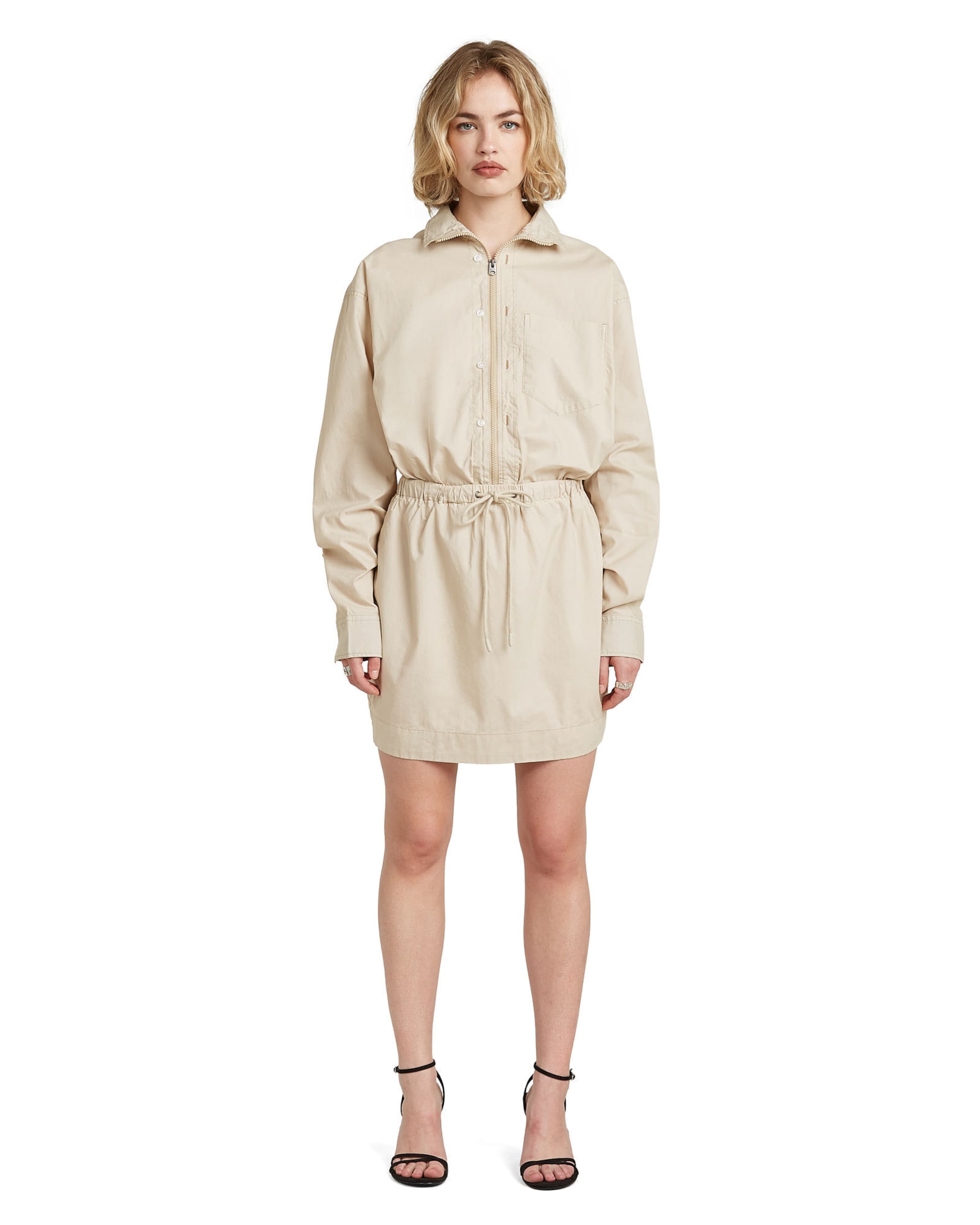 Robe 'Utility Dress Long Sleeve' G-STAR en beige : devant