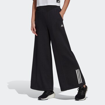 ADIDAS SPORTSWEAR Wide leg Workout Pants in Black: front