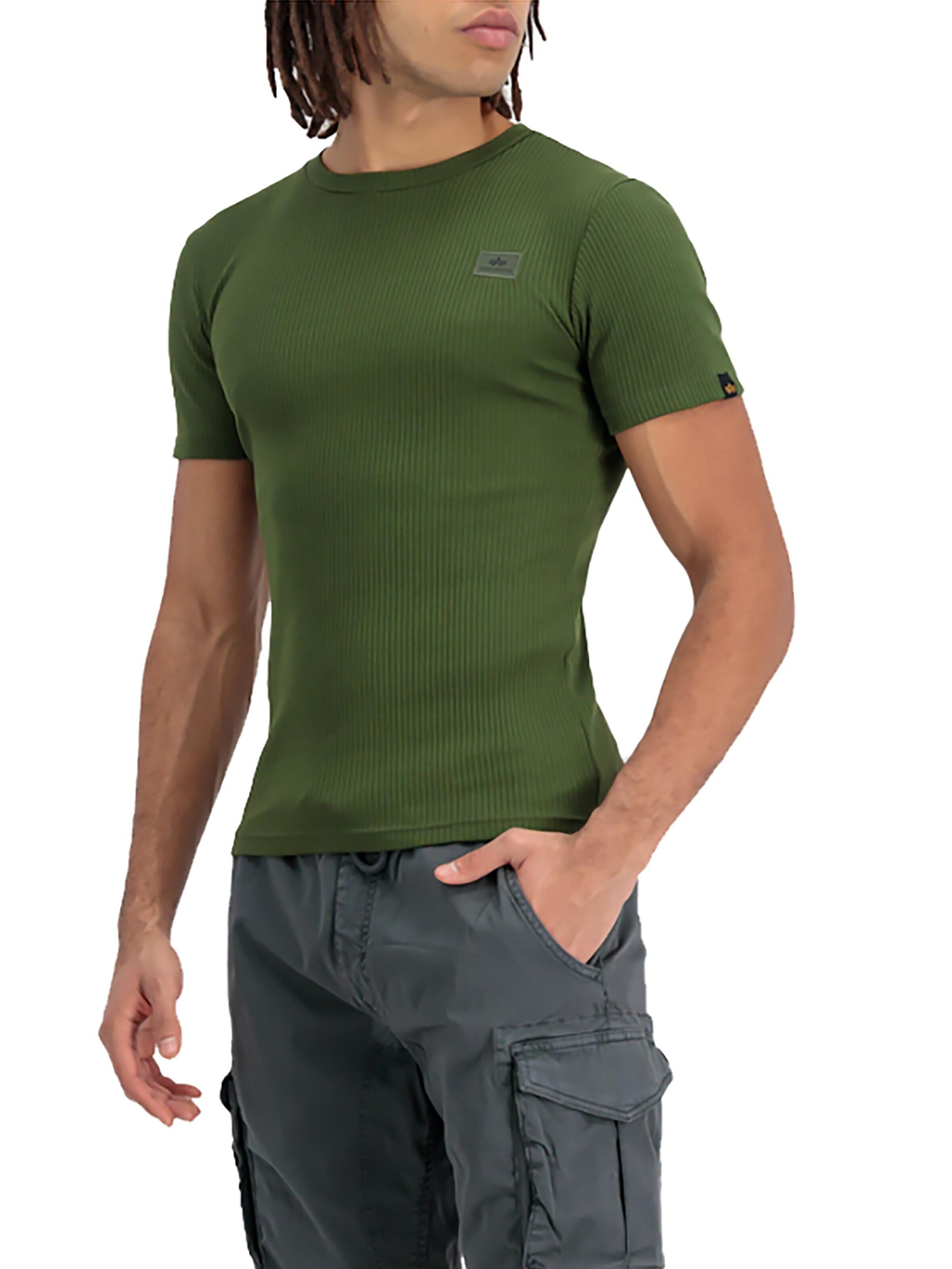 ALPHA INDUSTRIES Shirt 'X-Fit Rib' in Green: front