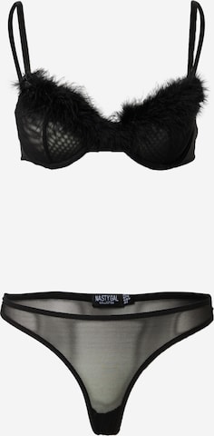 Nasty Gal Balconette Underwear Sets in Black: front