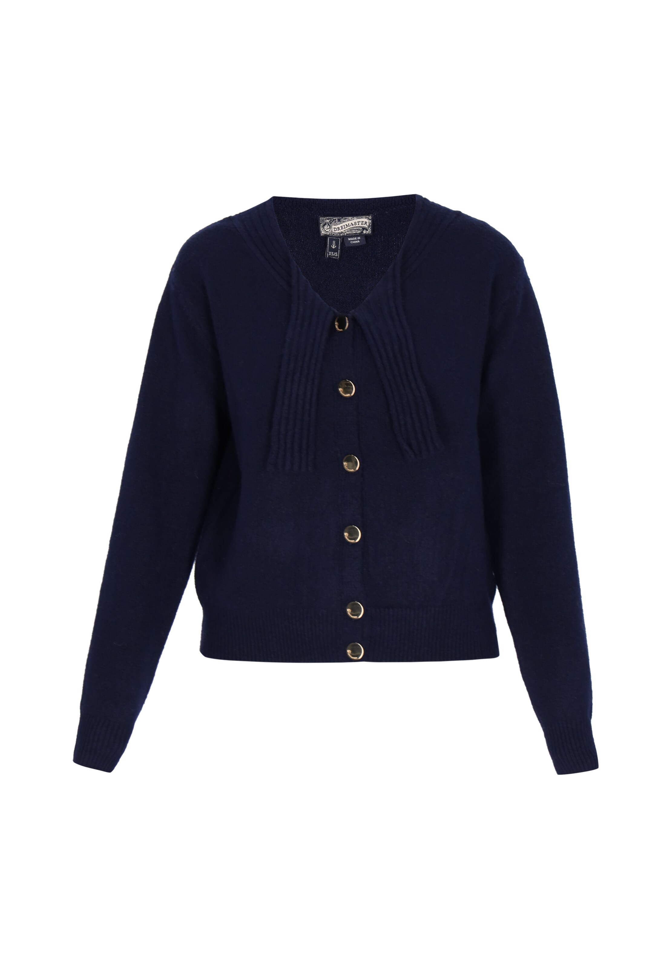 Geacă tricotată de la DreiMaster Vintage pe albastru: față