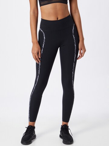 NIKE Skinny Workout Pants 'One Luxe' in Black: front