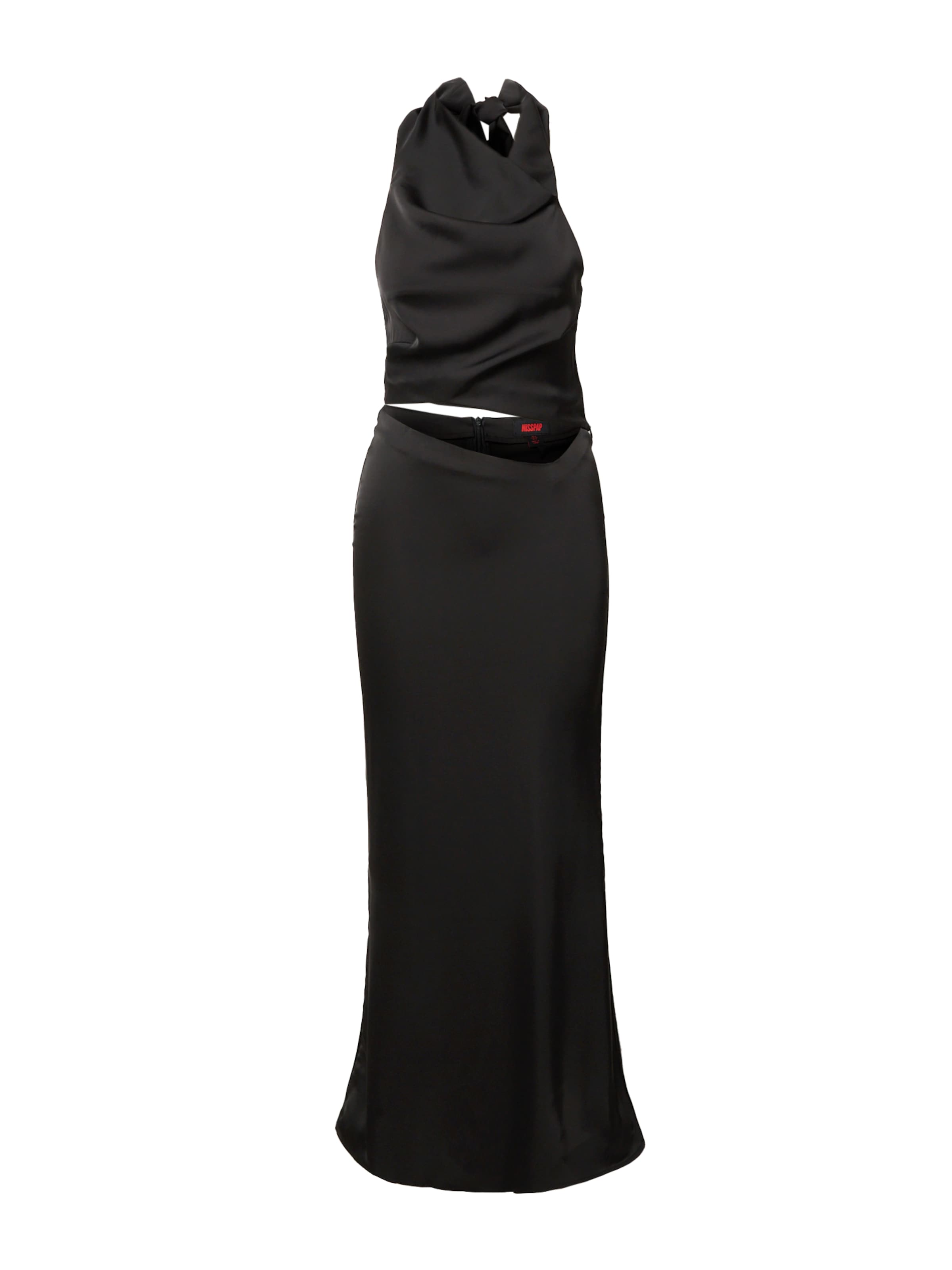 Tailleur '(Me) High Neck Satin Cowl Co-ord' di Misspap in nero: frontale