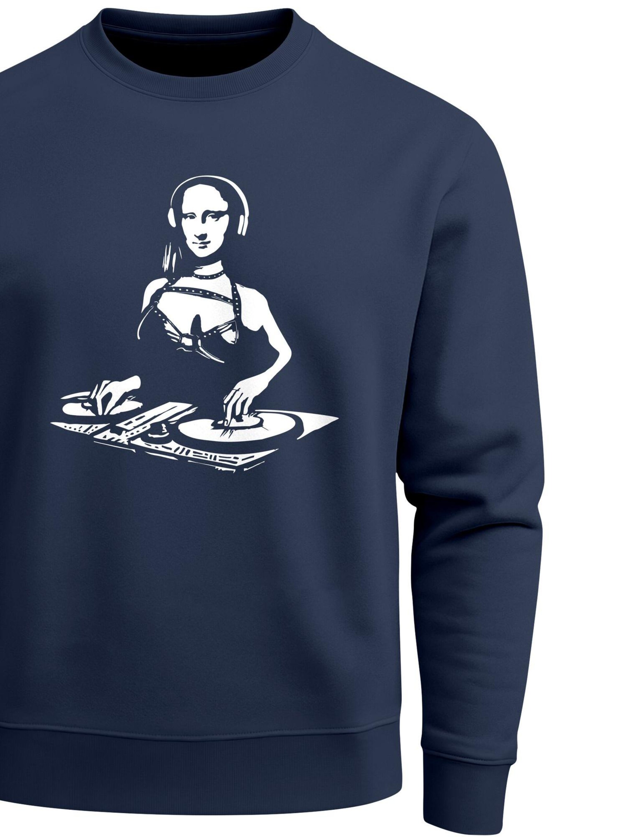 Neverless Sweatshirt 'Mona Lisa DJ' in Blue