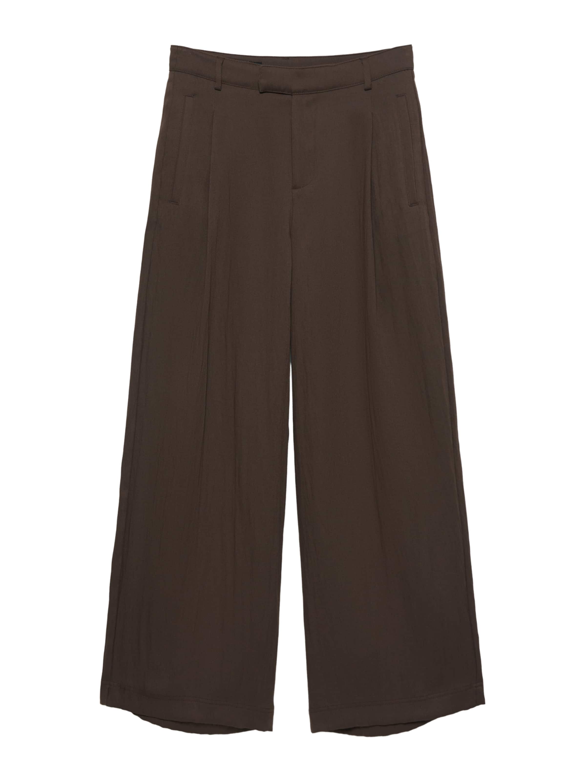 Pull&Bear Pantalon à plis en chocolat, Vue avec produit