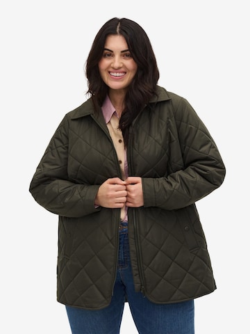 Zizzi Between-Season Jacket in Green: front