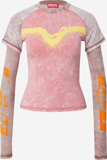 Marškinėliai 'T-IRONICA' iš DIESEL, spalva – šviesiai pilka / tamsiai oranžinė / rožių spalva, Prekių apžvalga