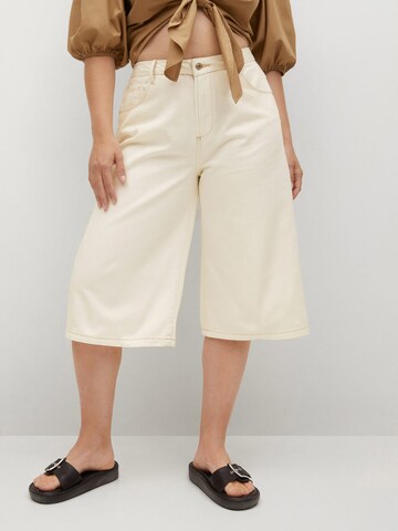 MANGO Wide Leg Bermudas in Weiß: predná strana