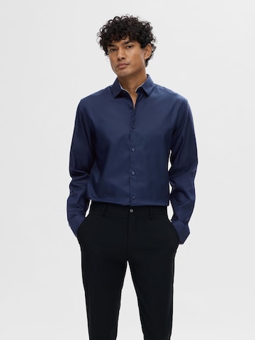 SELECTED Slim fit Button Up Shirt 'SLHMark' in Blue: front