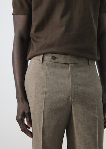 MANGO MAN Regular Pleated Pants 'Hans' in Brown