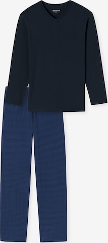 SCHIESSER Long Pajamas 'Comfort Essentials' in Blue: front