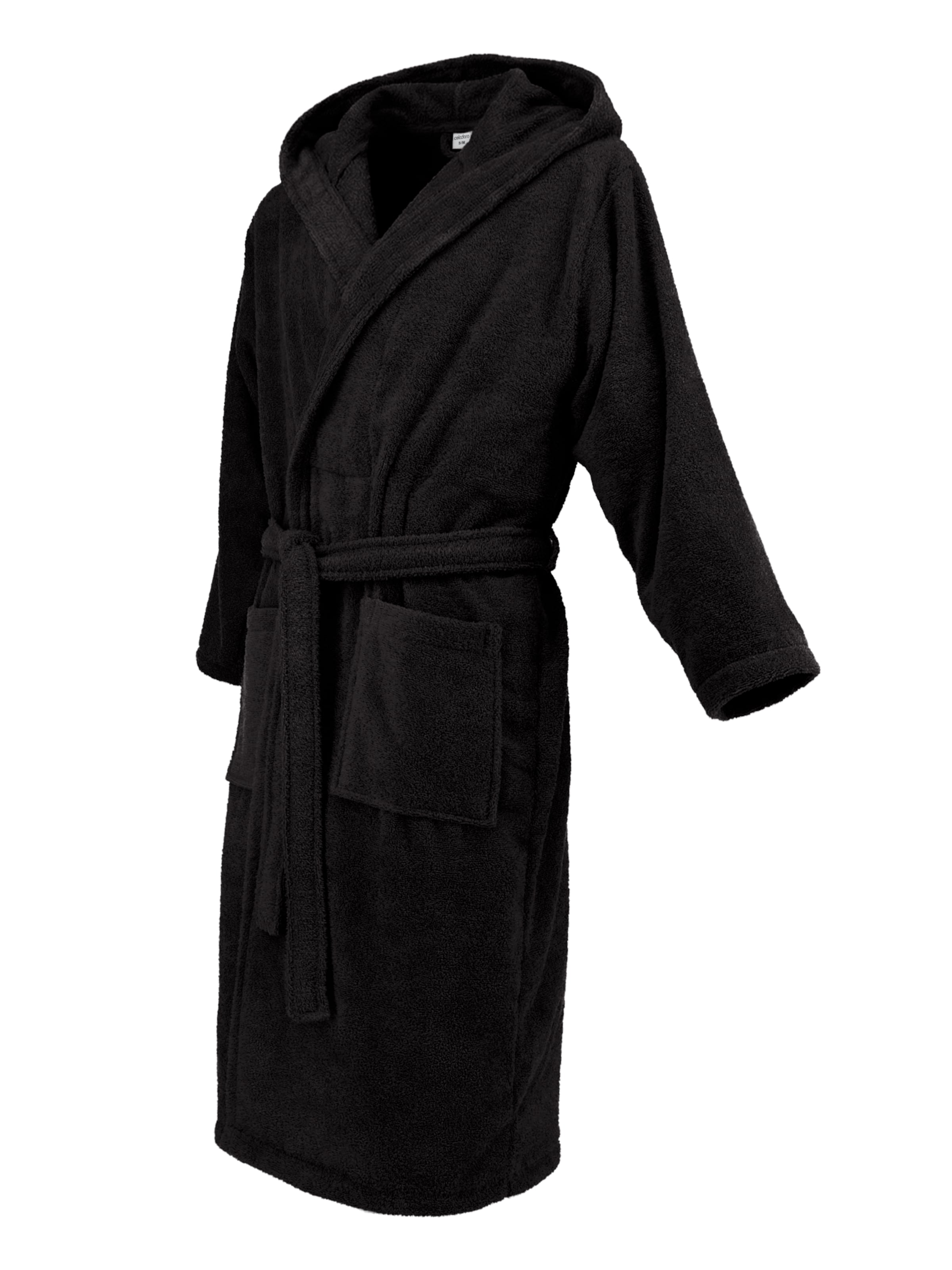 celodoro Bademantel lang 'Home & Spa Collection'‌‌‌‌‌‌‌ in Schwarz: Vorderseite