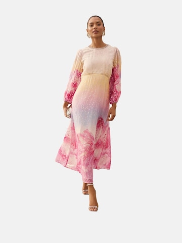 Robe de soirée love & roses en beige : devant