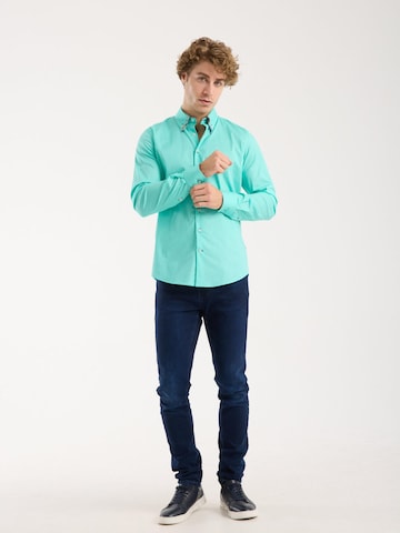 7Camicie Slim fit Zakelijk overhemd in Groen