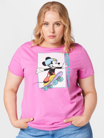 ONLY Carmakoma T-Shirt 'Mickey' in Pink: predná strana