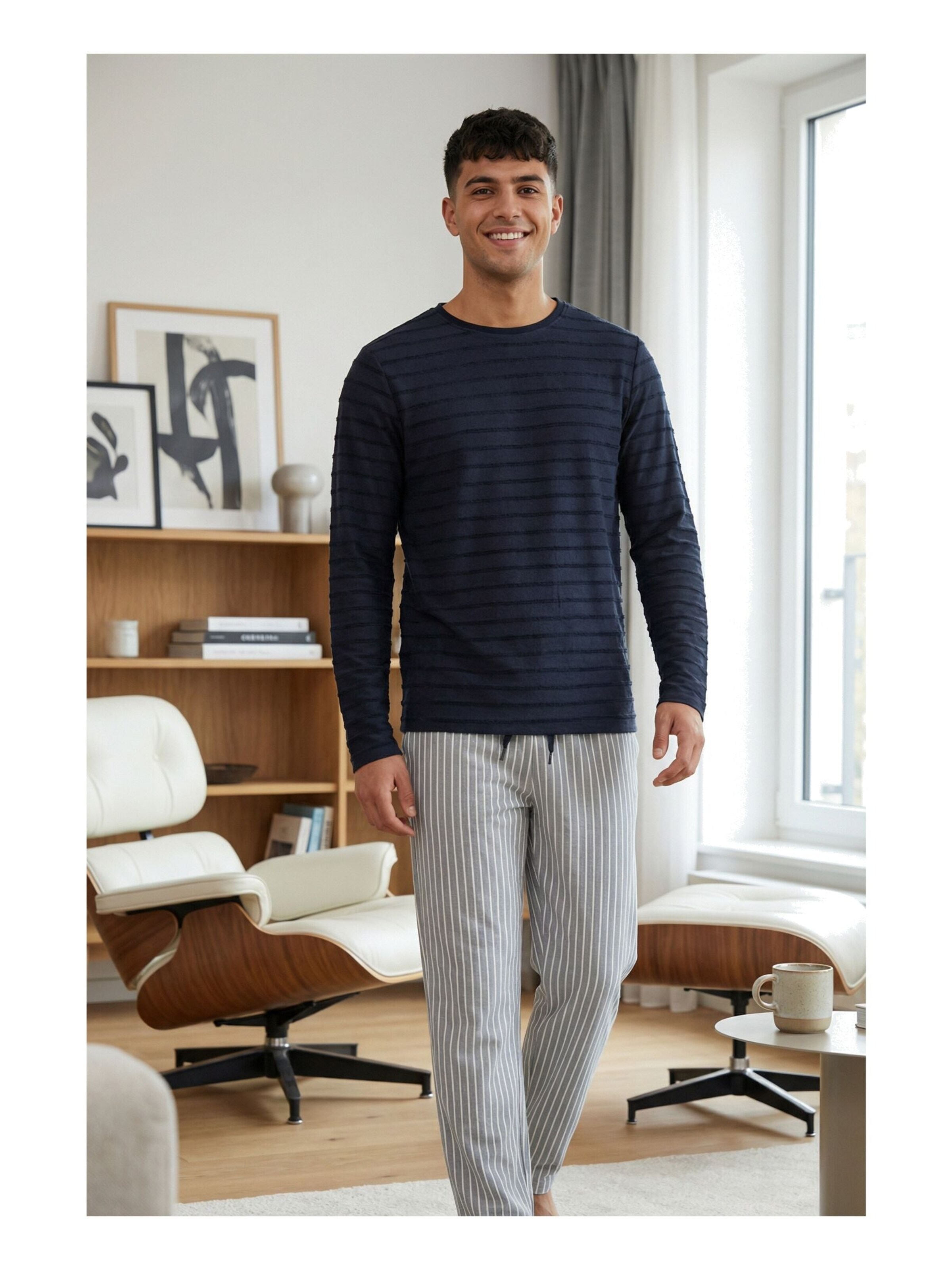 Phil & Co. Berlin Pyjama lang 'Fashionable'‌‌‌ in Grau