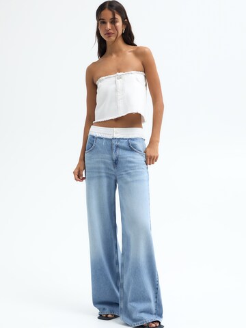 Pull&Bear Wide leg Jeans in Blauw