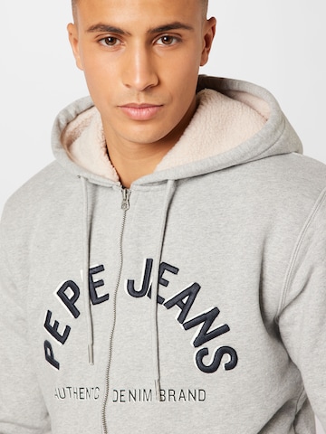 Pepe Jeans Zip-Up Hoodie 'Pace' in Grey