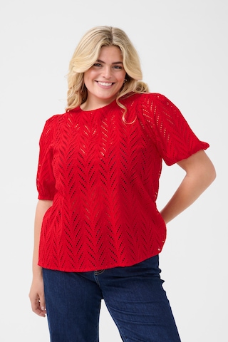 KAFFE CURVE Blouse 'Masia' in Rood: voorkant
