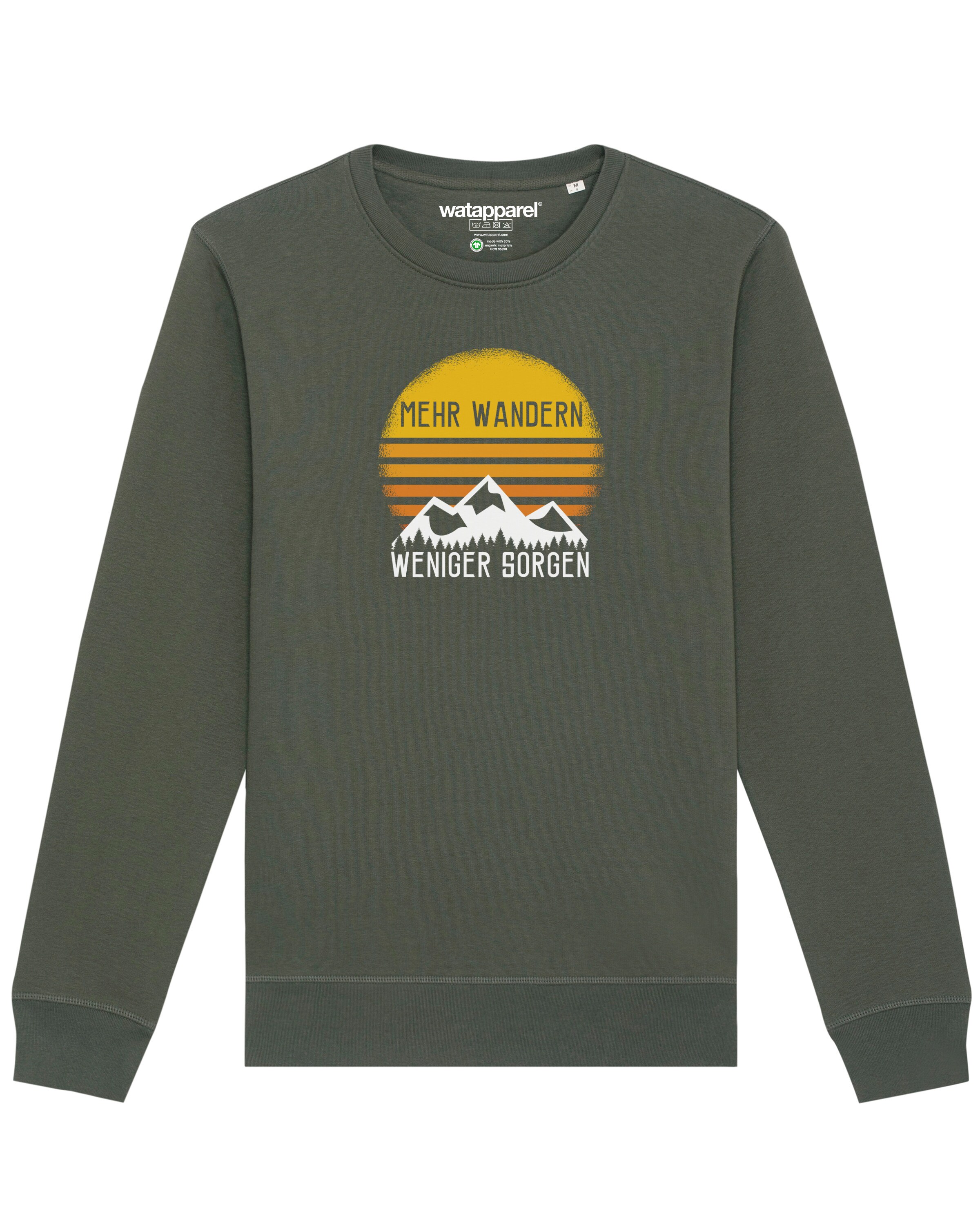 Sweat-shirt ' Mehr Wandern ' Watapparel en vert : devant