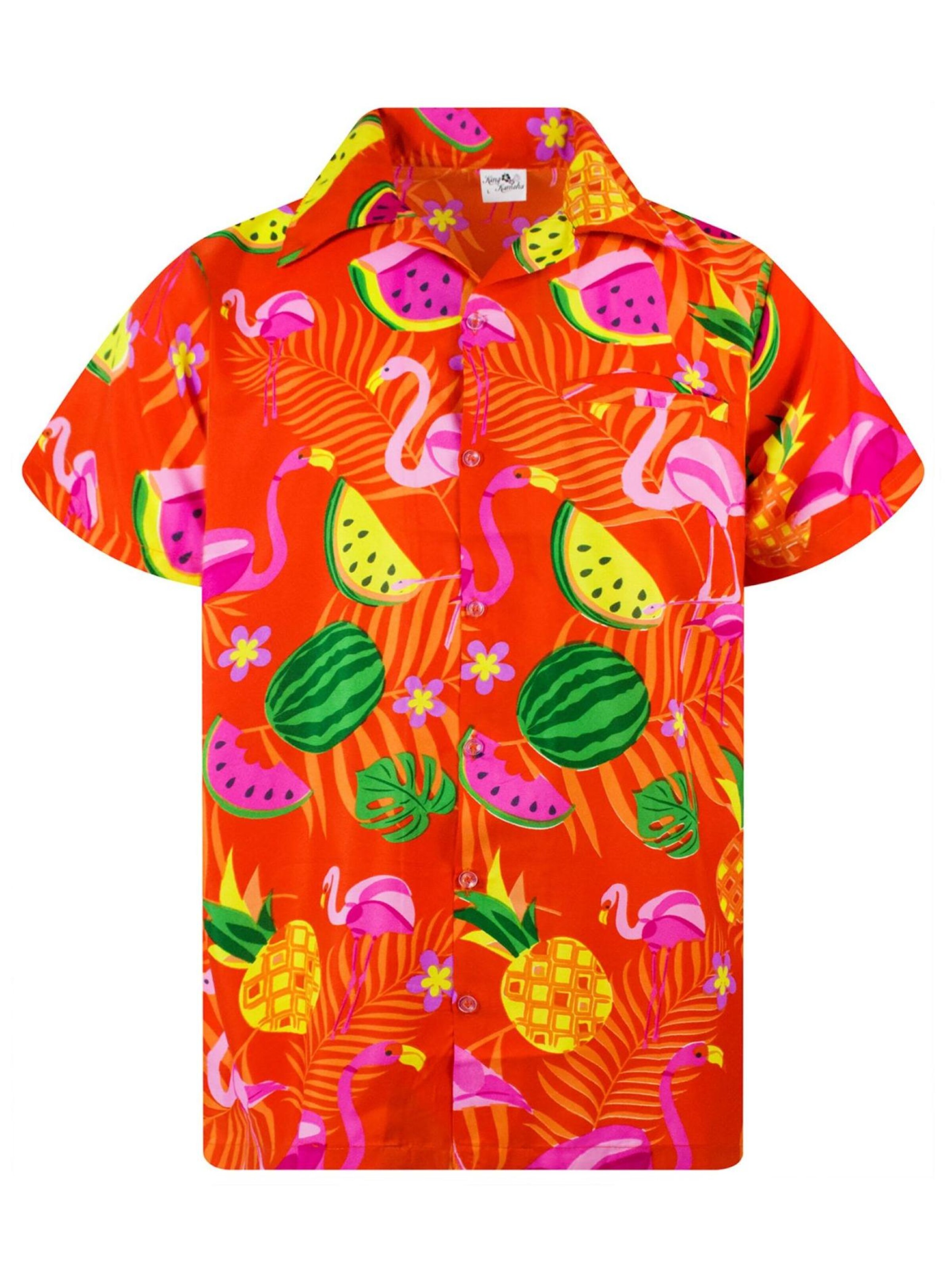 King Kameha Shirt 'Flamingo Melone'‌‌‌‌‌‌‌ in Orange: Vorderseite