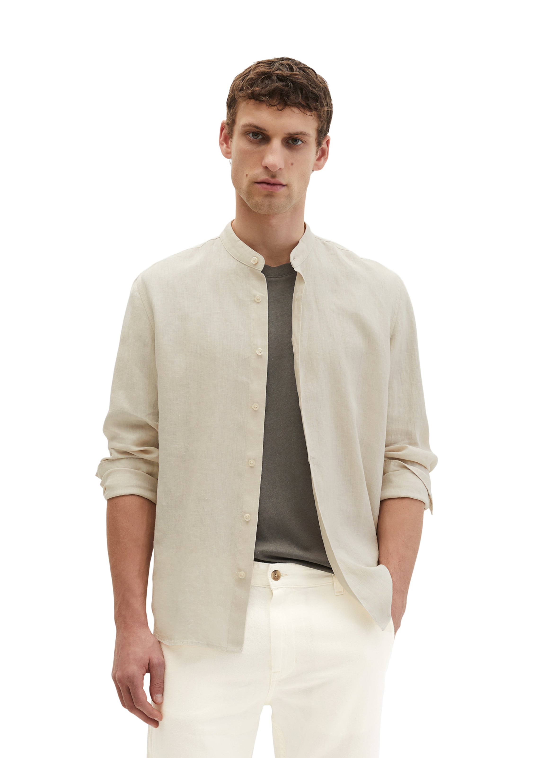 Marc O'Polo Regular fit Button Up Shirt in Beige: front