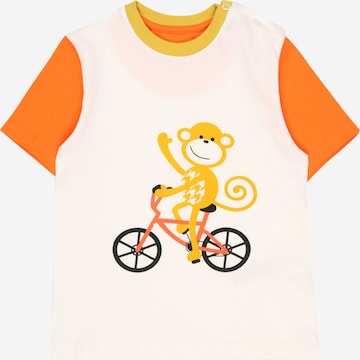 Lucy & Sam Shirt 'MONKEY ON A BIKE' in Wit: voorkant