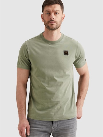 PME Legend T-shirt 'T-shirt with badge and a garment-dye wash' i grön: framsida