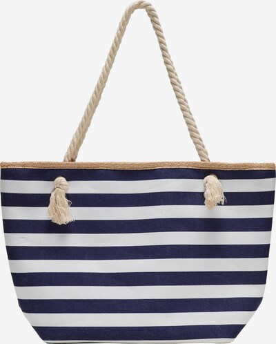 ONLY Shopper 'LIZZIE' in de kleur Sand / Donkerblauw / Wit, Productweergave