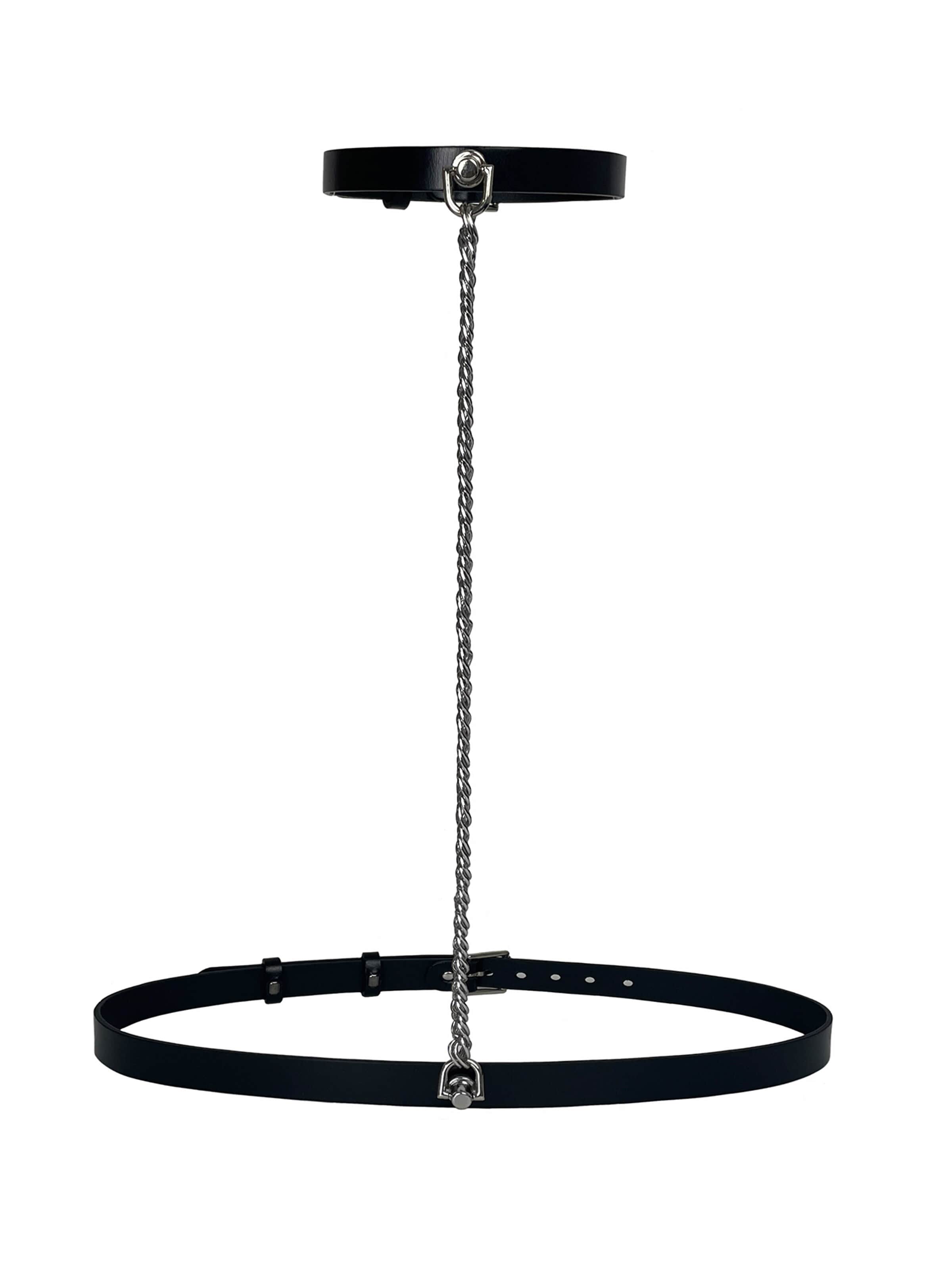 Haute Cuir Gürtel 'Slim Chain Harness'‌‌‌‌‌‌‌‌‌ in Schwarz: Vorderseite