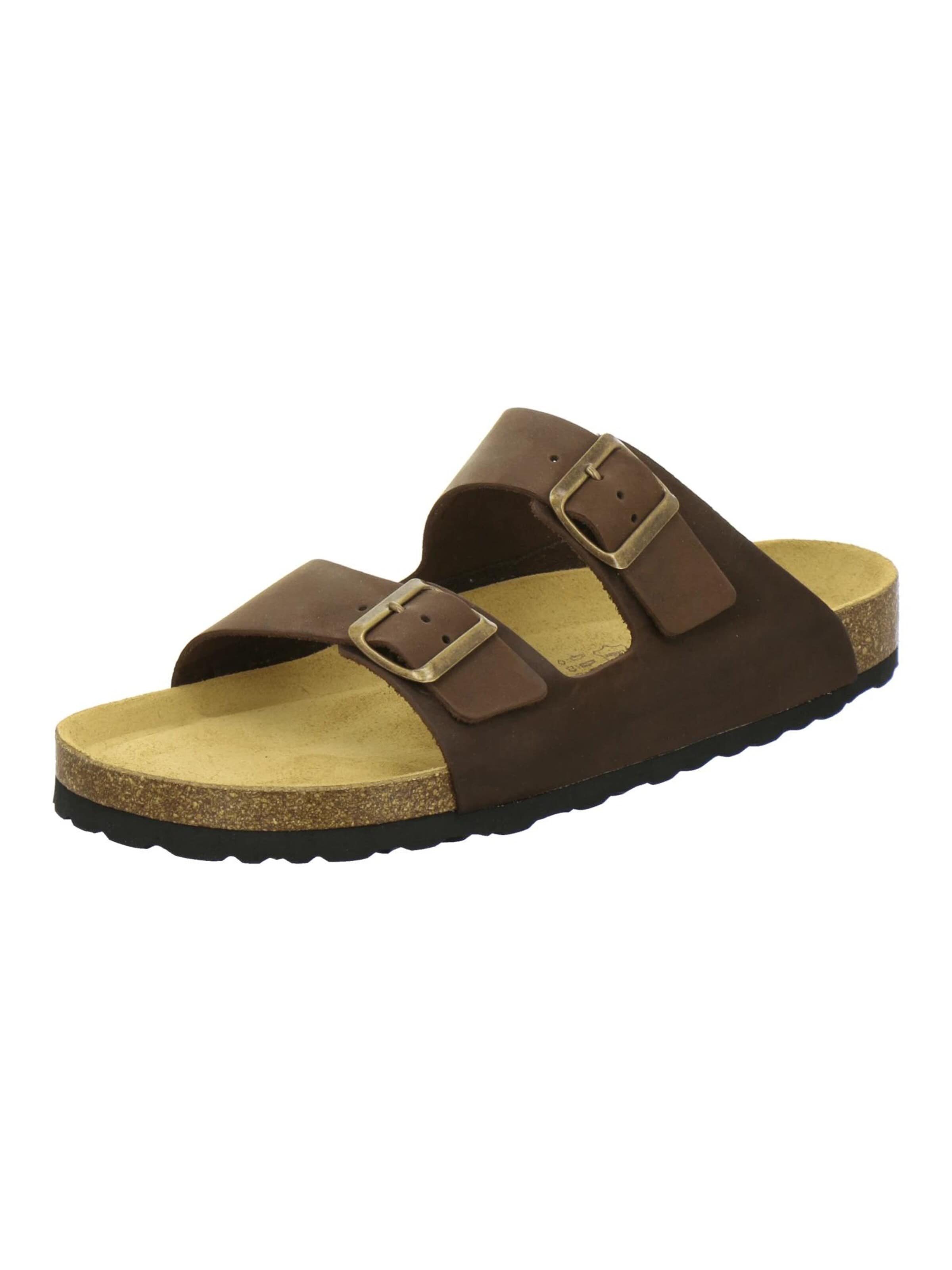Zoccoletto 'Pantoletten Herren Zweischnaller braun Nubukleder' di AFS-Schuhe in marrone: frontale