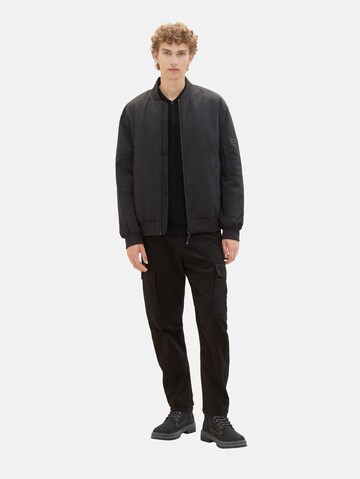 TOM TAILOR DENIM Tapered Cargo Pants in Black