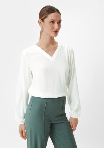 comma casual identity Blouse in Wit: voorkant