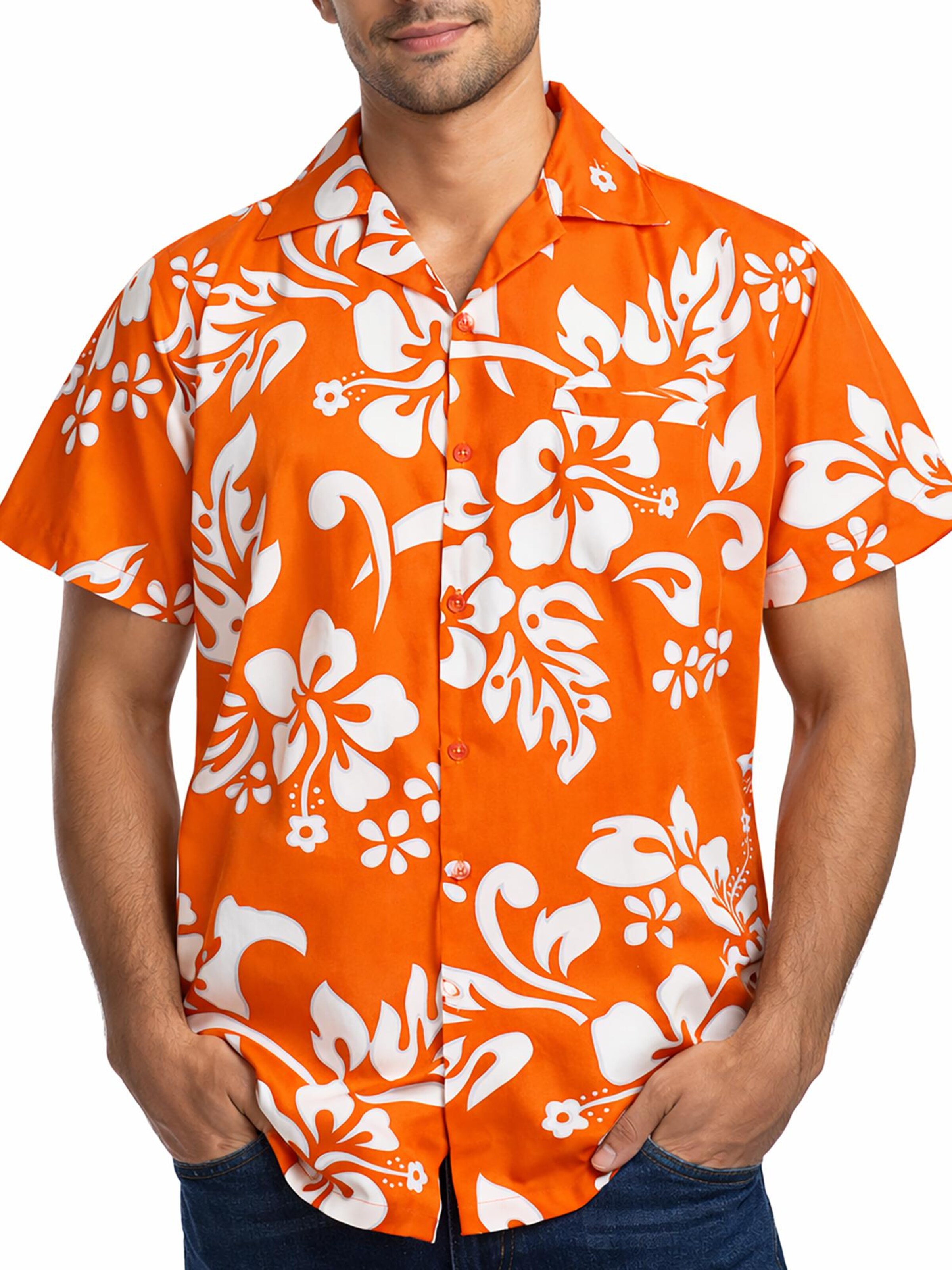 King Kameha Shirt 'Hibiscus'‌ in Orange