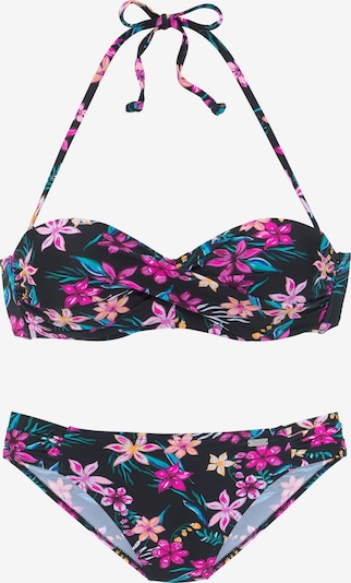 BUFFALO Bikini en turquoise / émeraude / pêche / fuchsia / noir, Vue avec produit