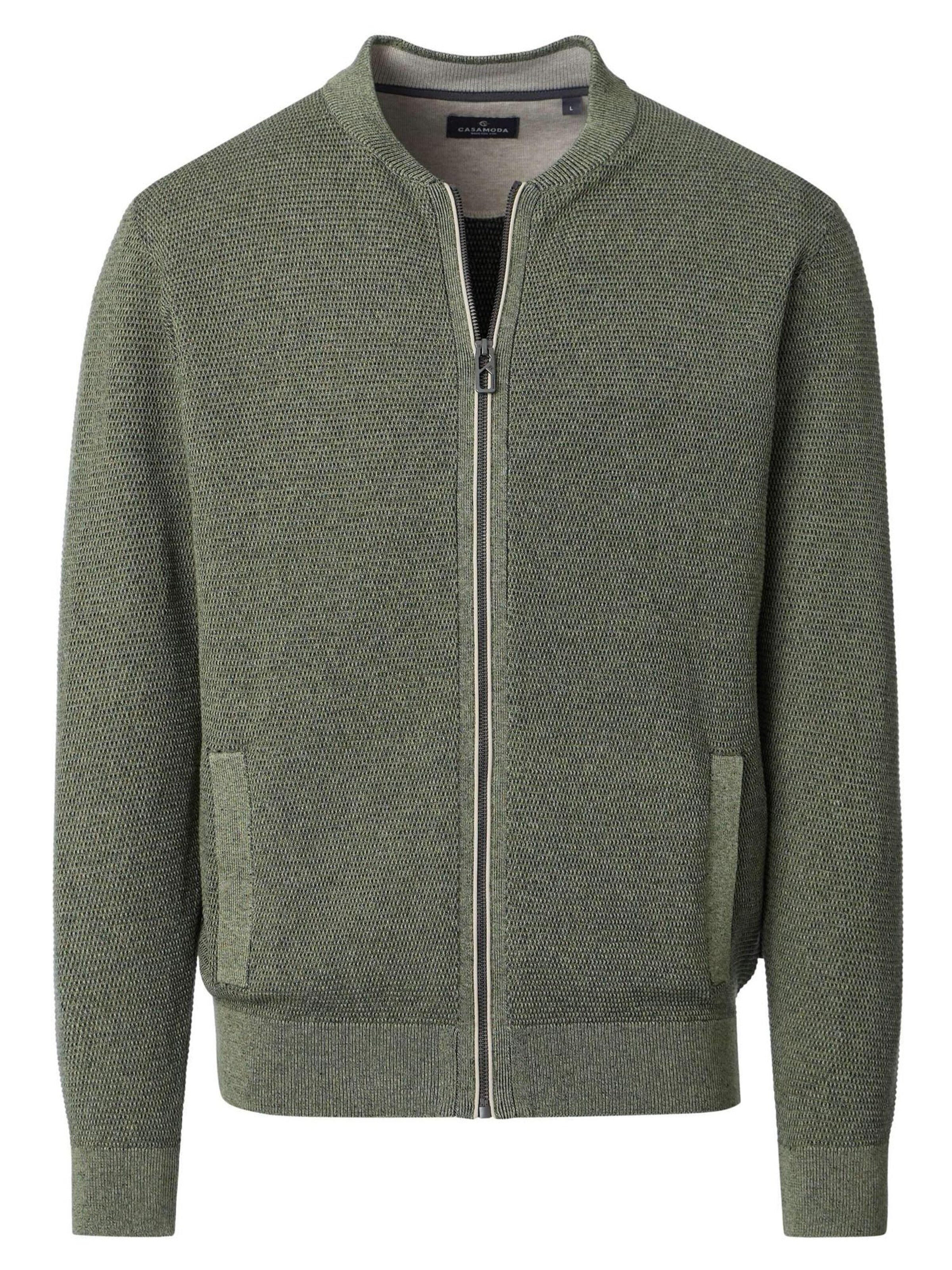 CASAMODA Knit cardigan 'Basic' in Green: front