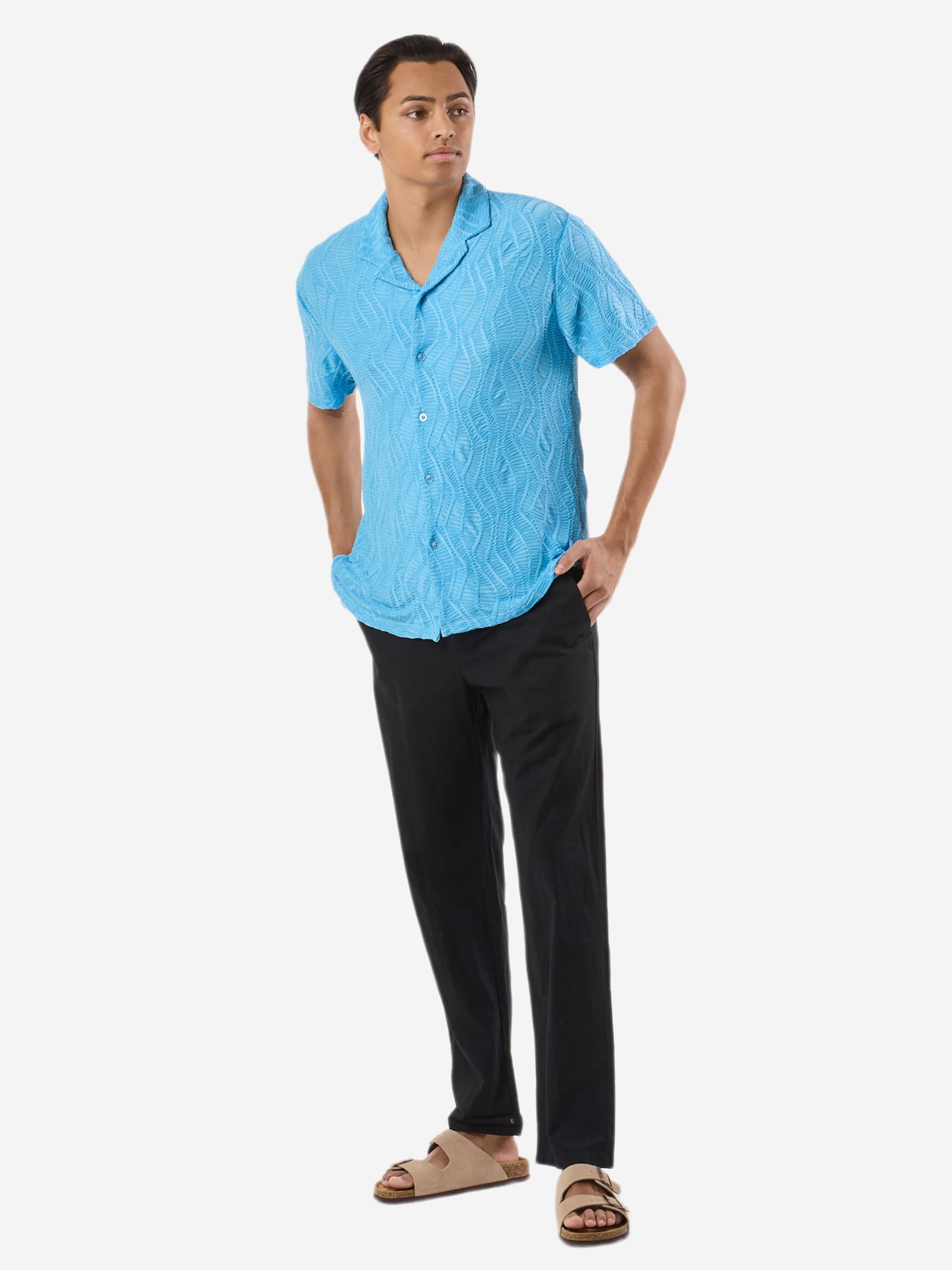 Fit confort Chemise 'Resort' Denim Factory en bleu