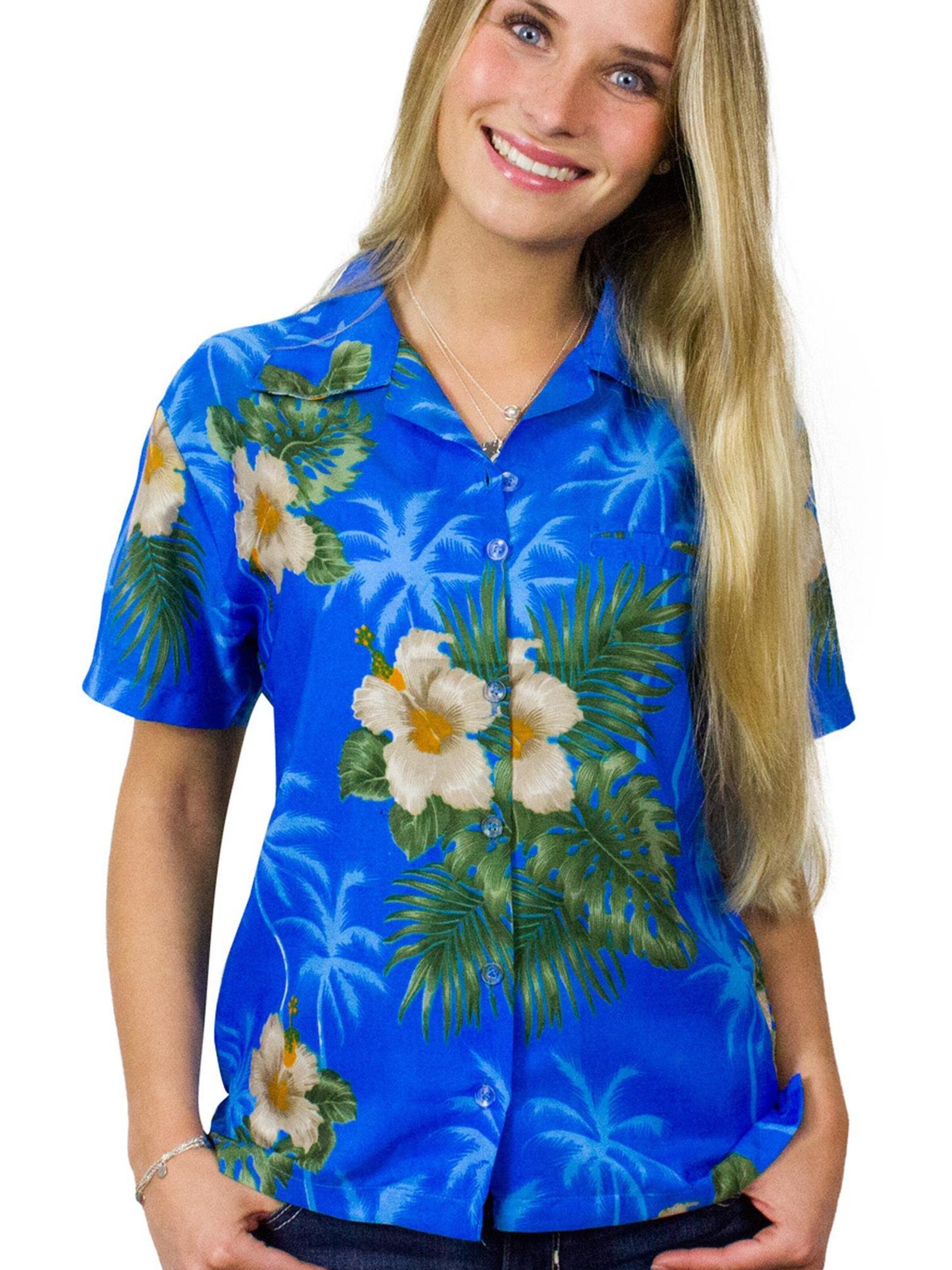 King Kameha Bluse 'Small Flower'‌‌‌‌‌‌‌‌ in Blau
