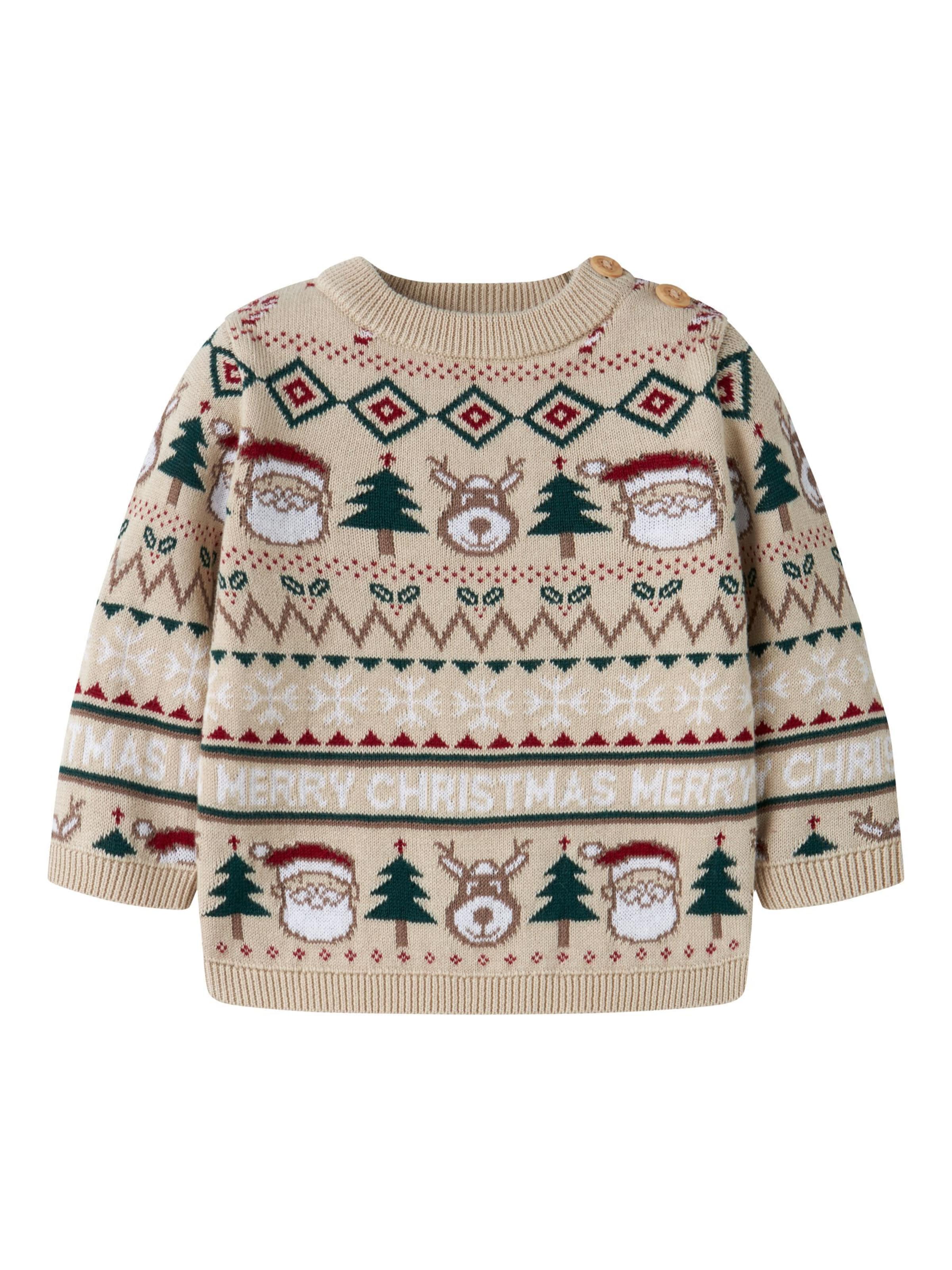 NAME IT Trui in 62 in de kleur Beige / Spar / Karmijnrood / Wit, Productweergave
