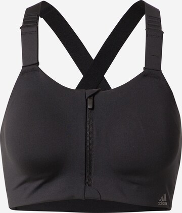 High support Reggiseno sportivo 'Tlrd Impact Luxe High-Support Zip' di ADIDAS SPORTSWEAR in nero: frontale