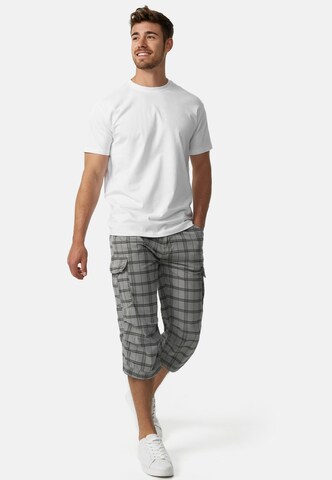 INDICODE JEANS Regular Cargobroek 'Nicolas Check' in Grijs