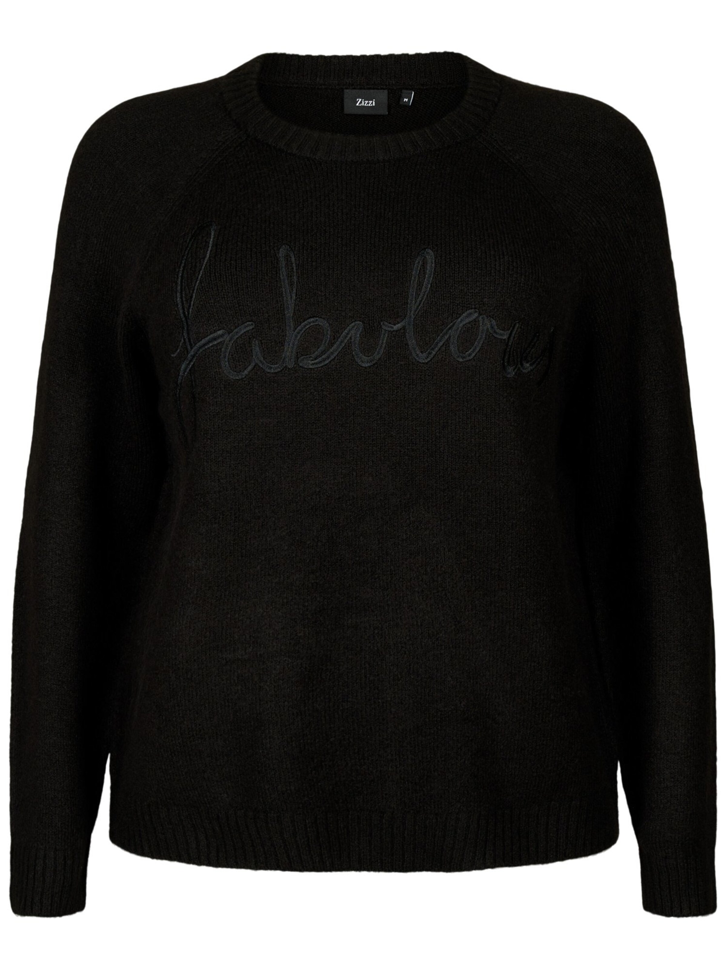 Zizzi Pullover 'MFABULOUS' in Schwarz: Vorderseite