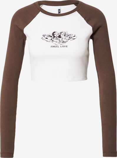 NEON & NYLON T-shirt 'NEOBABE' en marron / blanc, Vue avec produit