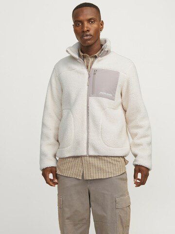 JACK & JONES Fleecejacke in Beige: Vorderseite